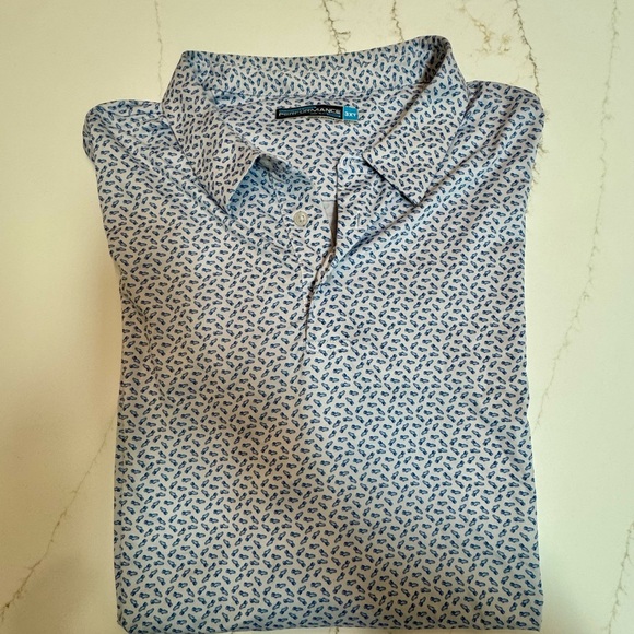 Roundtree & Yorke Blue and White Patterned Men's Shirt - Picture 1 of 4